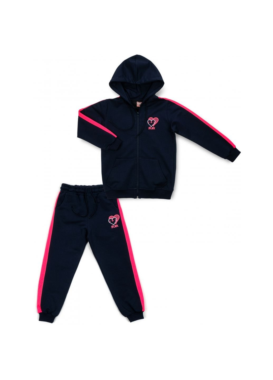 Комбинированный демисезонный спортивный костюм с сердцем (s-703-140g-blue) Joi