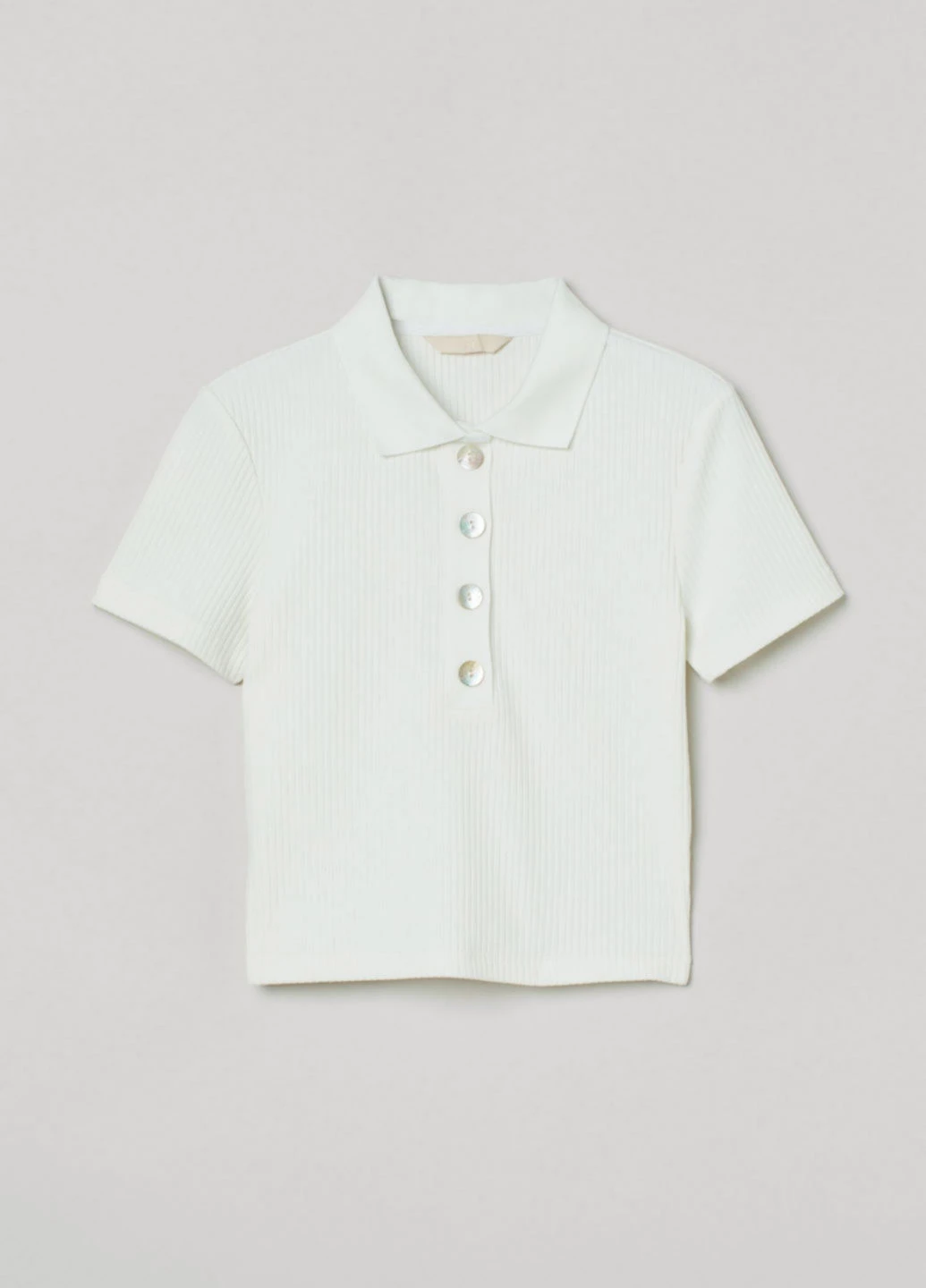 Молочная женская футболка-поло H&M однотонная