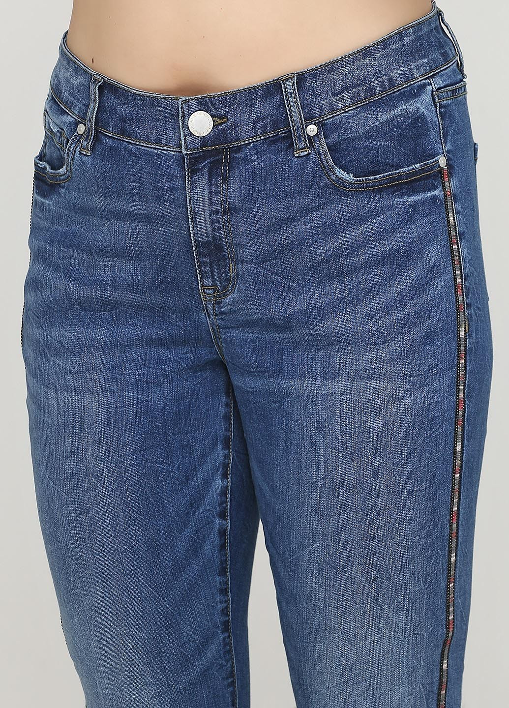 Синие демисезонные укороченные, зауженные джинсы Lane Bryant