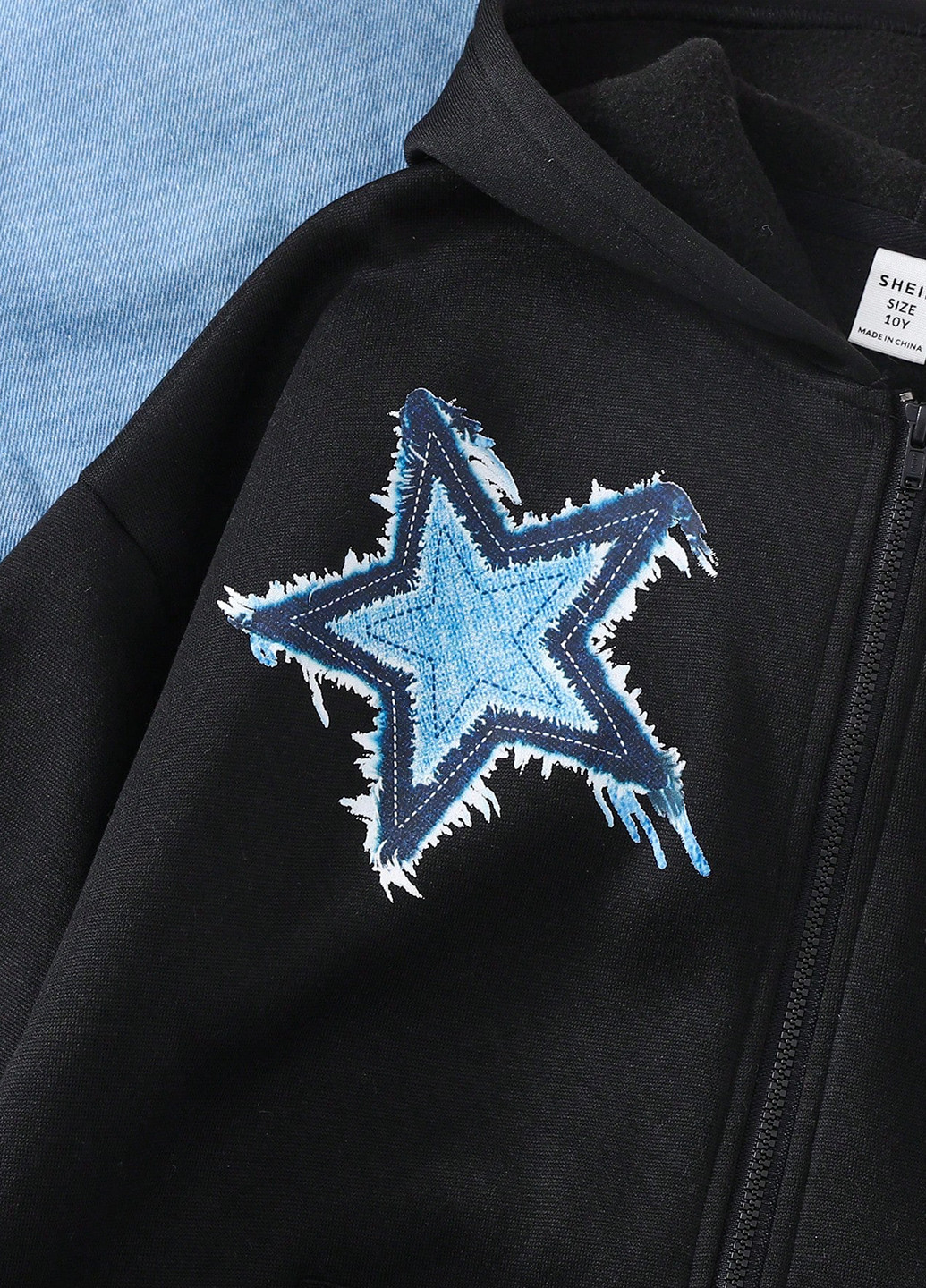 SHEIN толстовка звезды черный кэжуал полиэстер