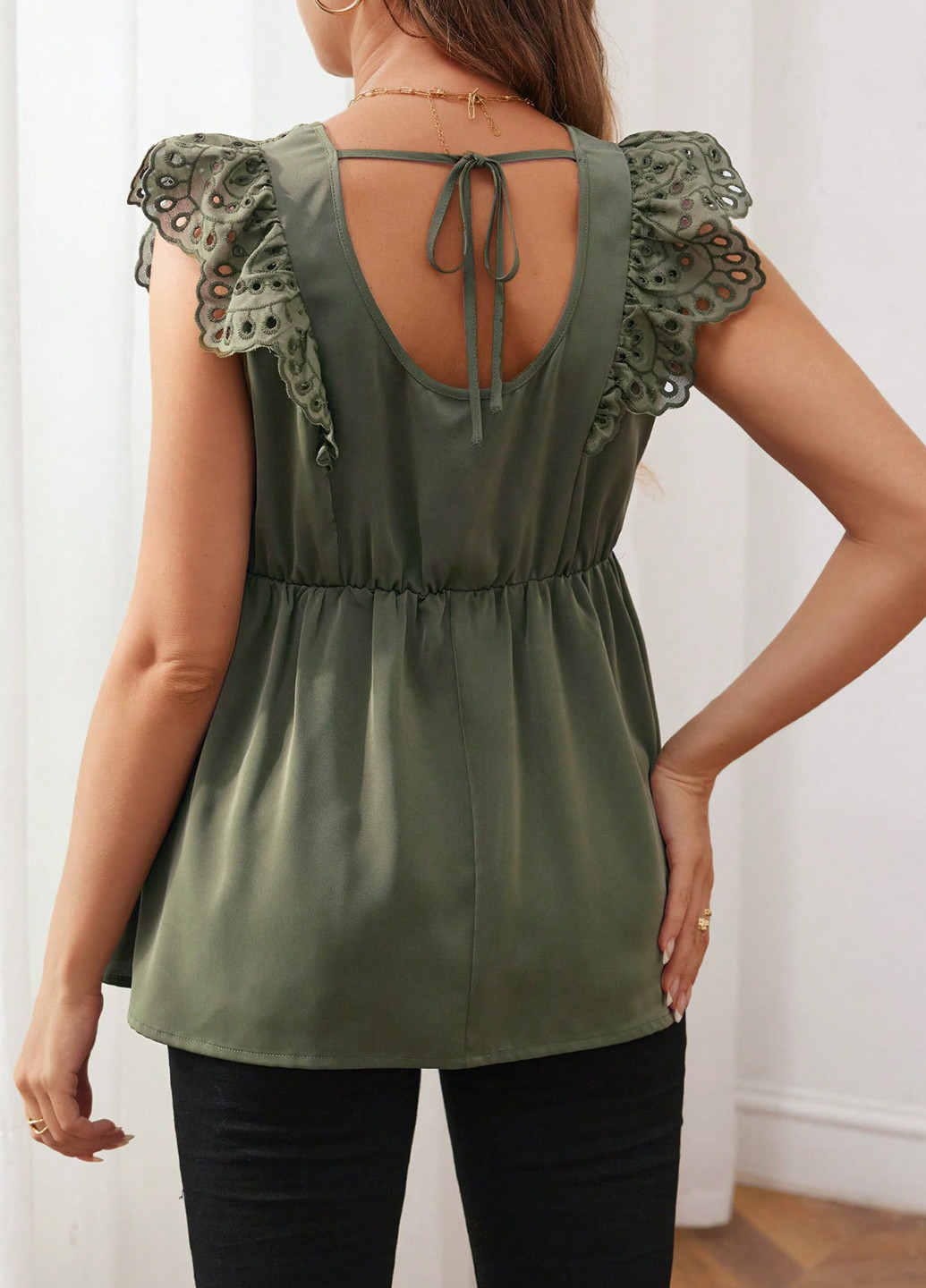 Хаки блуза для беременных с баской SHEIN