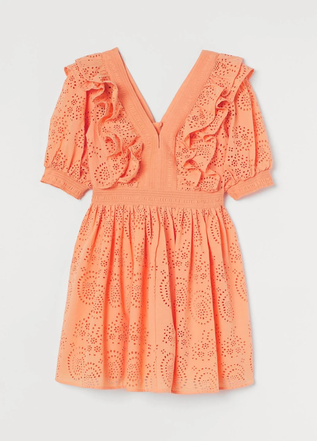 Персиковое вечернее платье H&M однотонное