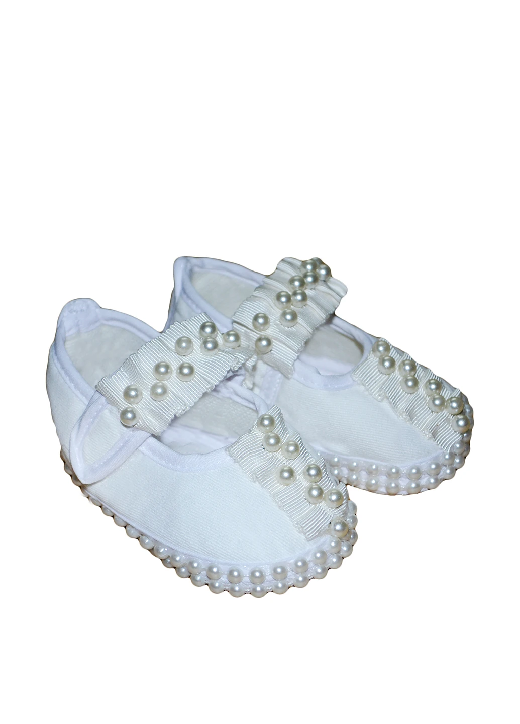 Белые пинетки Exclusive baby с бусинами