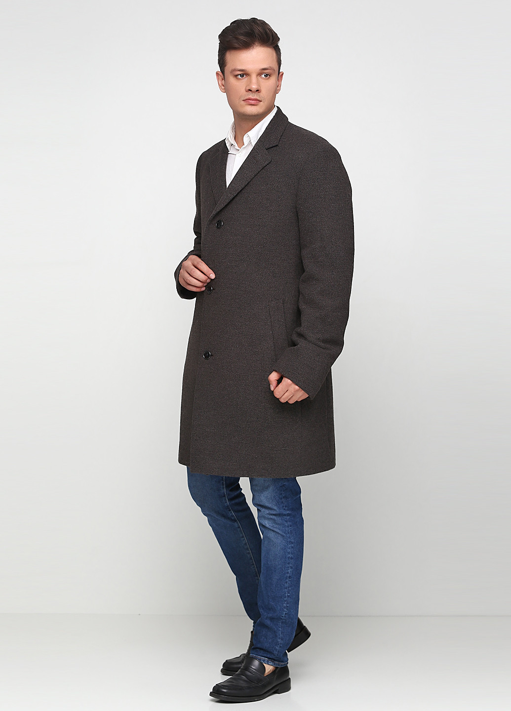 Серо-коричневое демисезонное Пальто на пуговицах Daniel Hechter