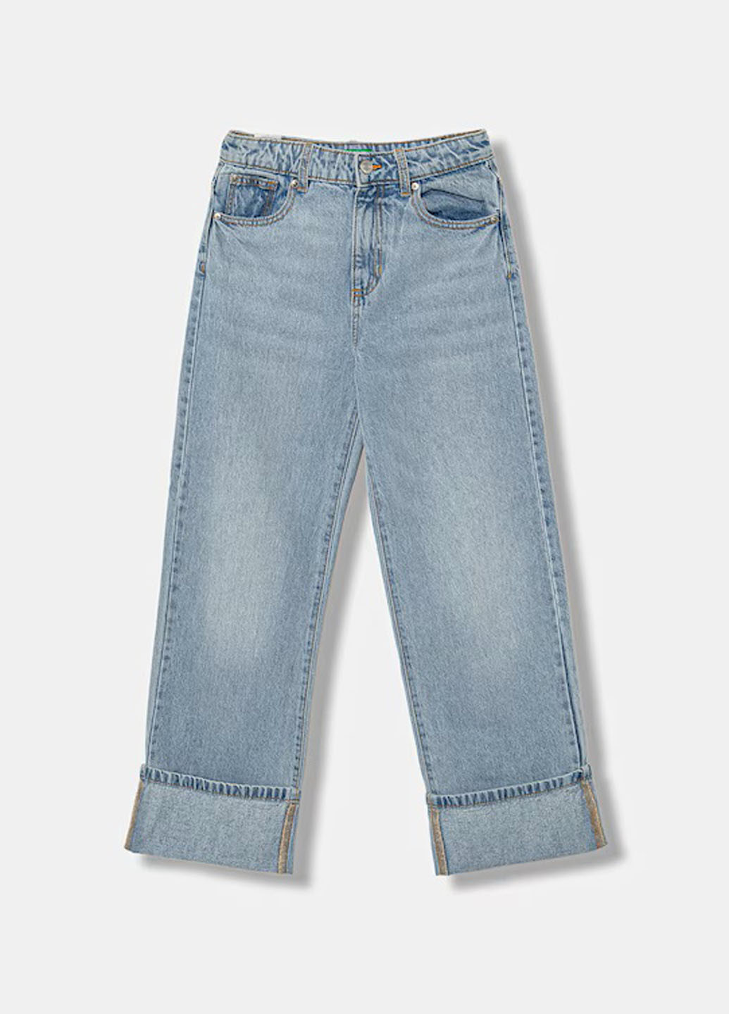 Светло-голубые демисезонные прямые джинсы United Colors of Benetton