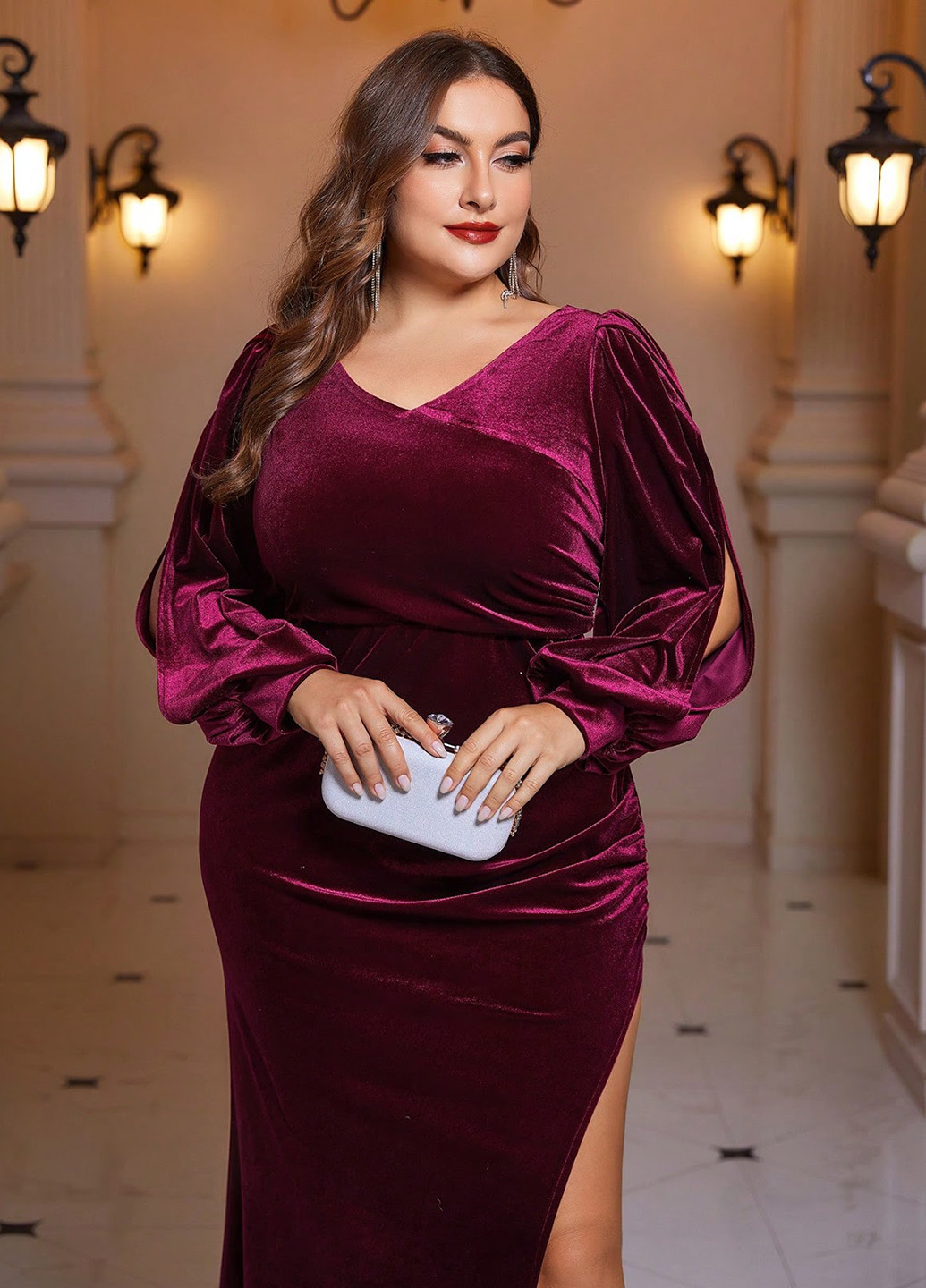 Бордовое праздничный платье а-силуэт SHEIN однотонное