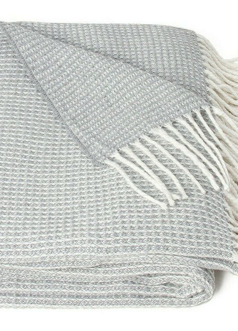 Плед хлопковый Валенсия Верона 140х200 бело-светло-серый Vladi (253996747)