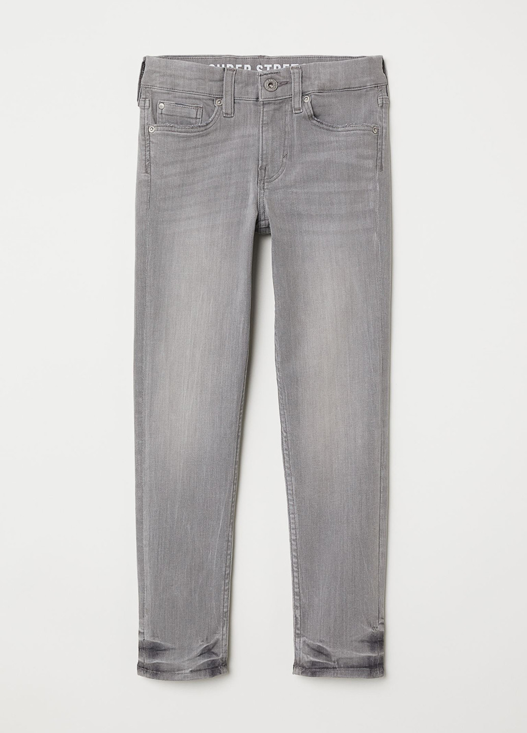 Джинси H&M завужені, скінні однотонні світло-сірі джинсові бавовна