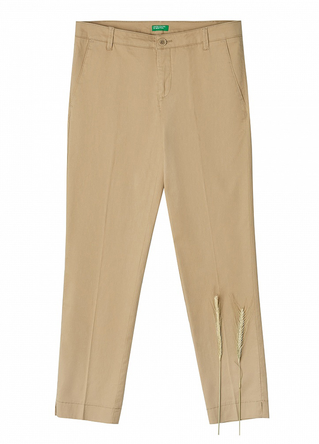 Бежевые кэжуал демисезонные прямые брюки United Colors of Benetton