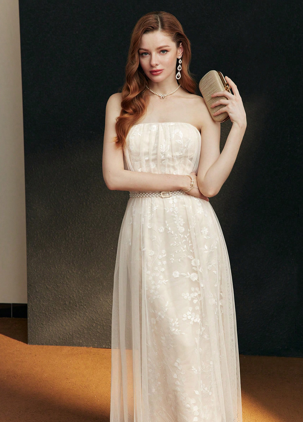 Кремова святковий, вечірня, ділова сукня з відкритою спиною, а-силует SHEIN однотонна