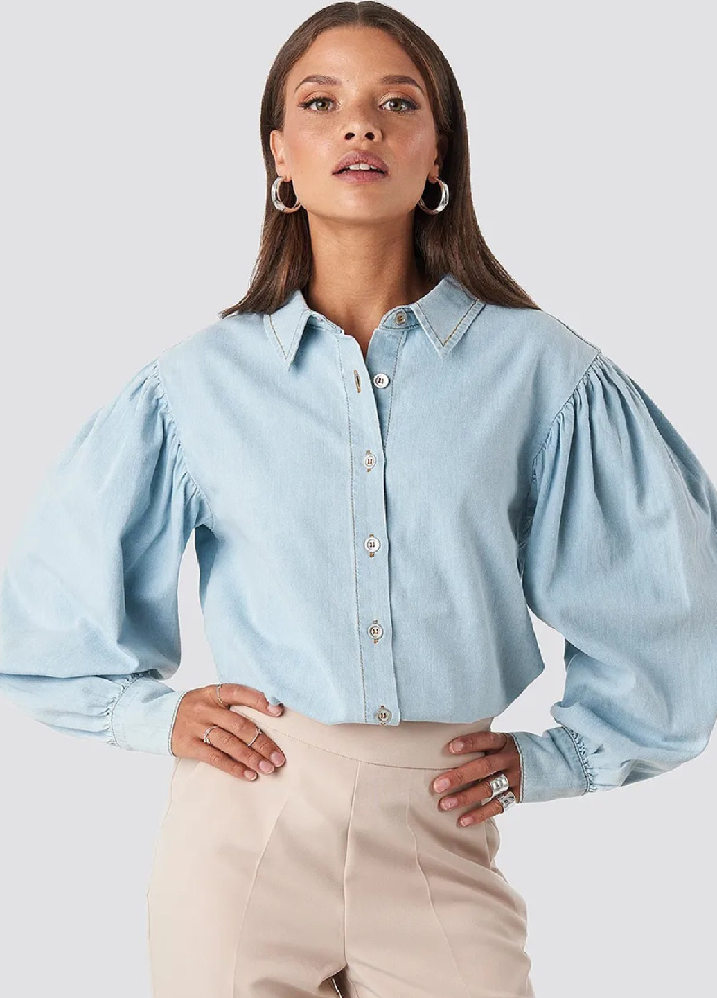 Голубая демисезонная блуза NA-KD