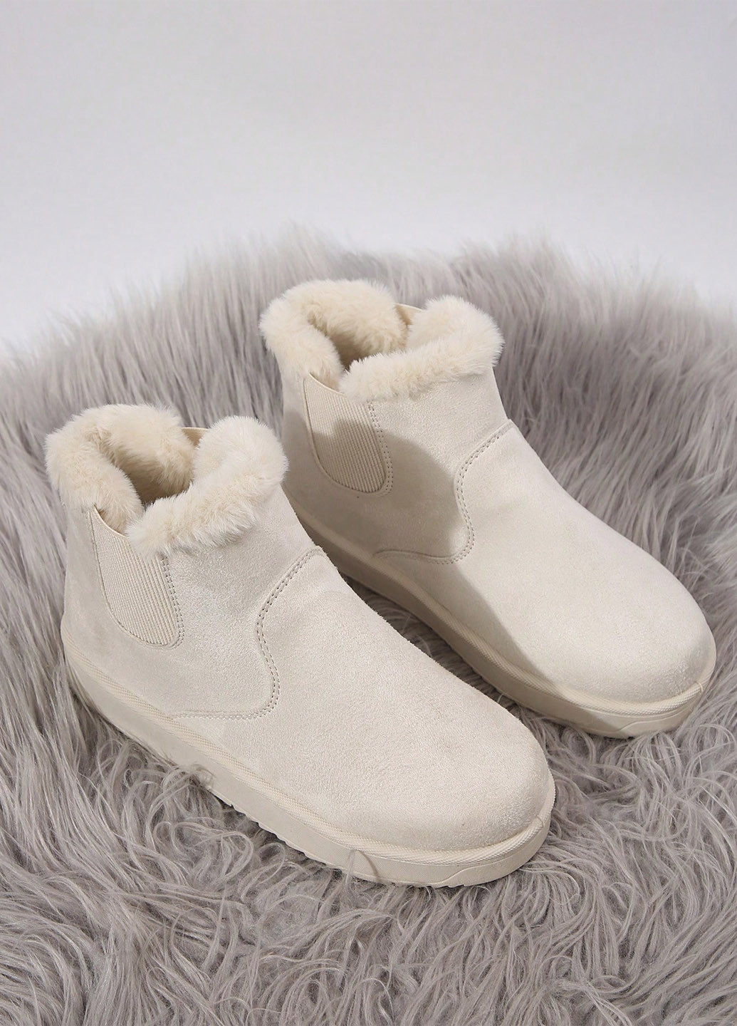 Зимние ботинки челси SHEIN без декора тканевые