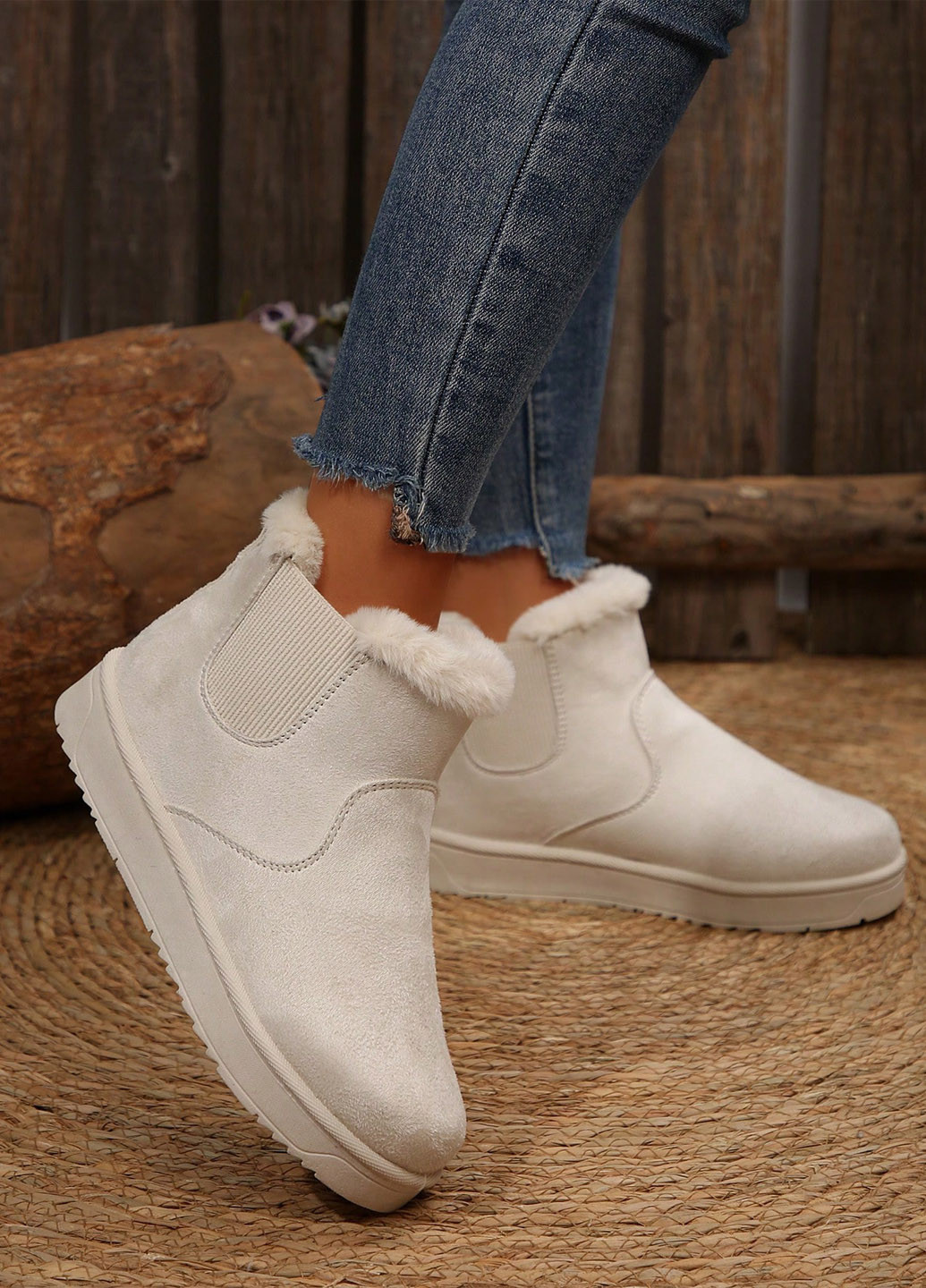 Зимние ботинки челси SHEIN без декора тканевые