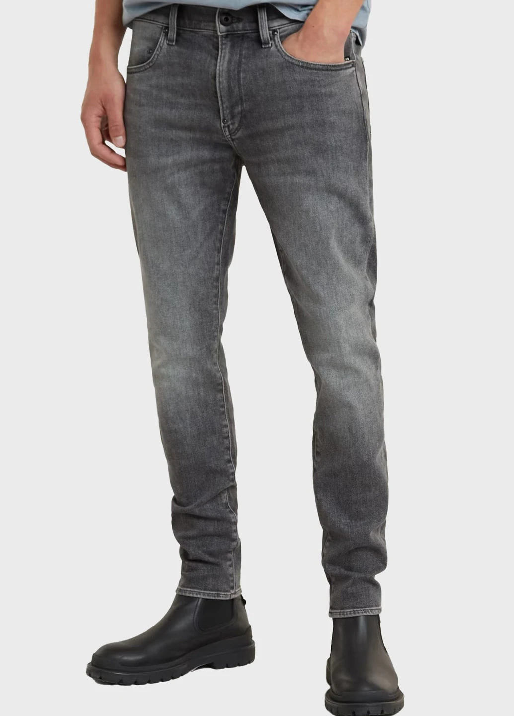Серые демисезонные зауженные джинсы G-Star Raw