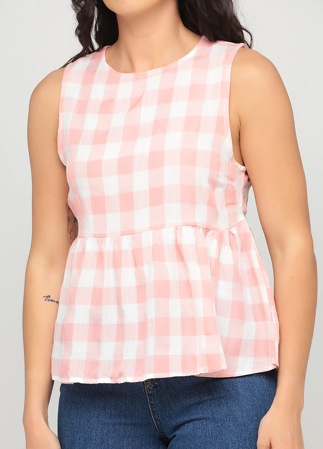 Светло-розовая летняя блуза с баской Boohoo