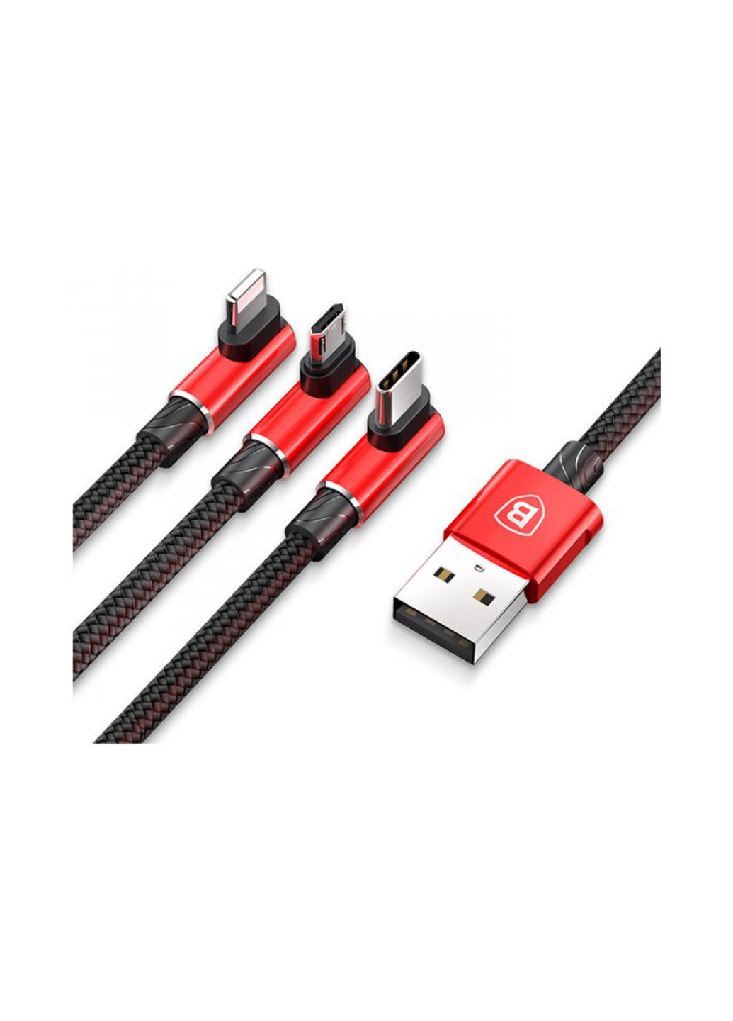 Кабель MVP 3 in 1 Mobile Game Cable USB for M + L + T 3.5A 1.2M Red (CAMLT-WZ09) Baseus mvp 3 in 1 mobile game cable usb for m+l+t (135000184)