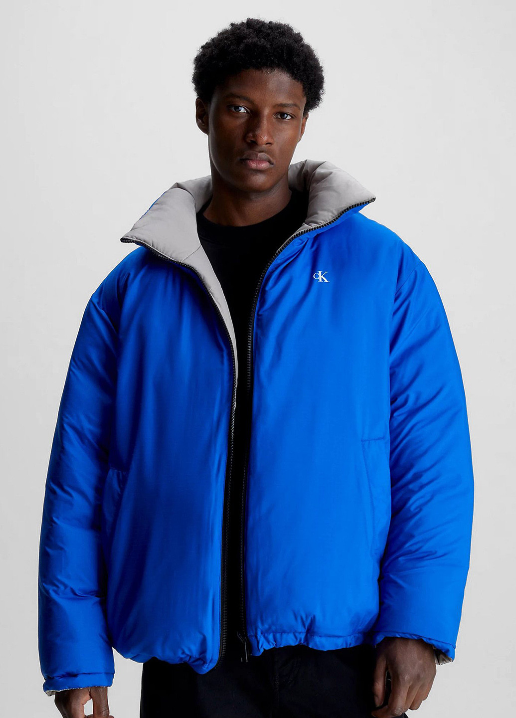 Синяя зимняя куртка двухсторонняя Calvin Klein Jeans