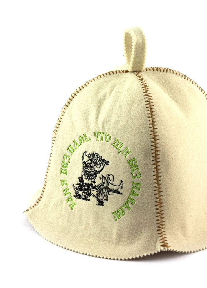 Банна шапка "Баня без пари, що щі без навару", штучне хутро, білий (LA-288) Luxyart (252611503)