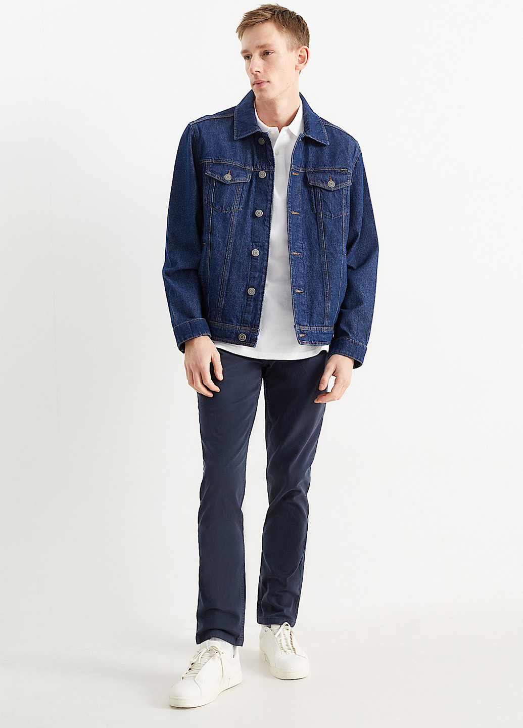 Темно-синие кэжуал демисезонные чиносы брюки C&A