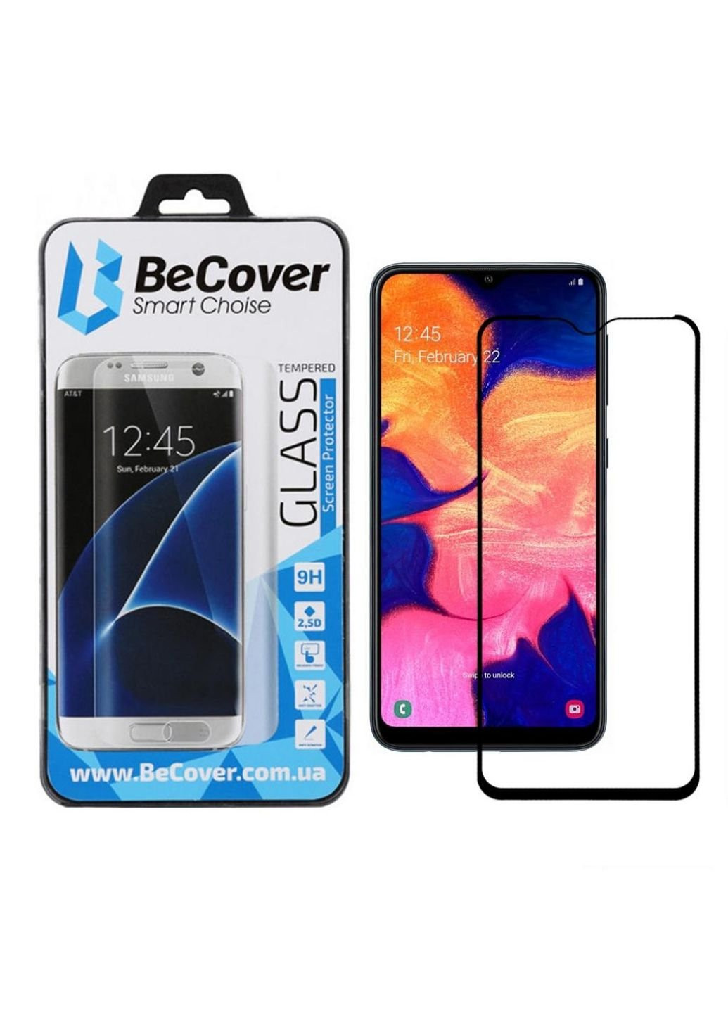 Стекло защитное Samsung Galaxy A10 SM-A105 Black (703677) BeCover (249596540)