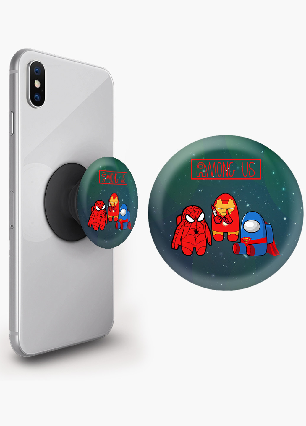 Попсокет (Popsockets) тримач для смартфону Амонг Ас (Among Us) (8754-2431) Чорний MobiPrint (216836452)