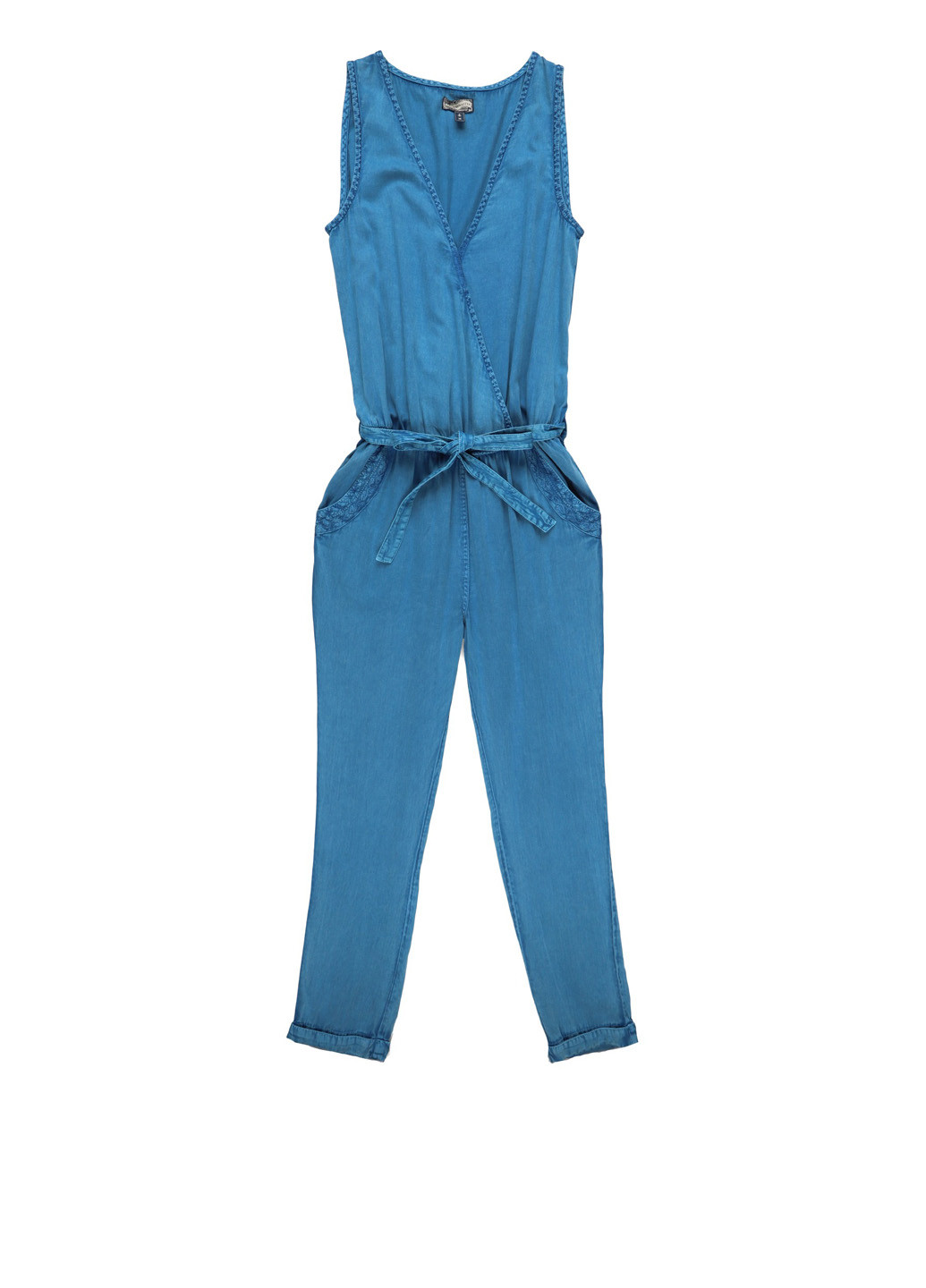 Комбинезон Dreimaster комбинезон-брюки однотонный синий кэжуал хлопок