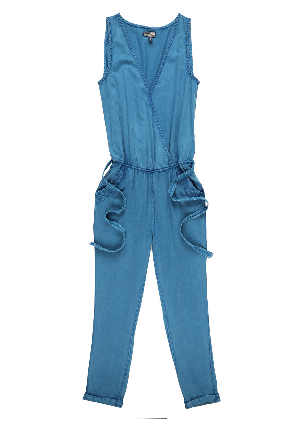 Комбинезон Dreimaster комбинезон-брюки однотонный синий кэжуал хлопок