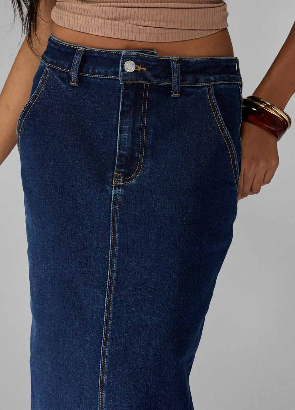 Синяя джинсовая однотонная юбка SHEIN карандаш