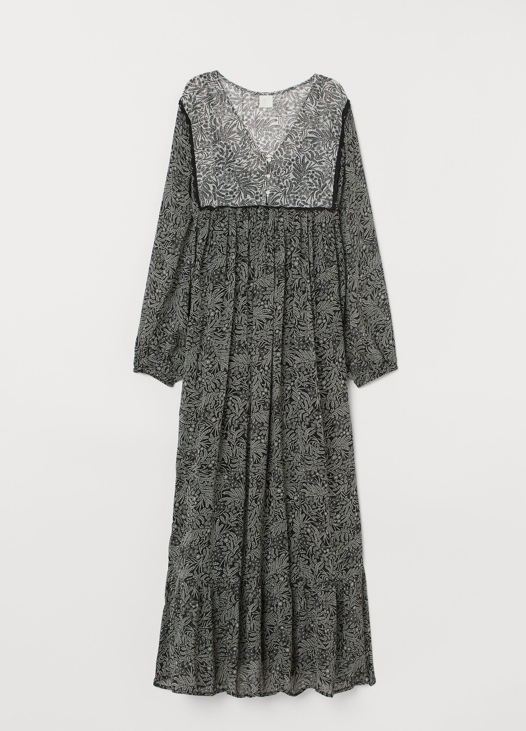 Черно-белое кэжуал платье H&M с цветочным принтом