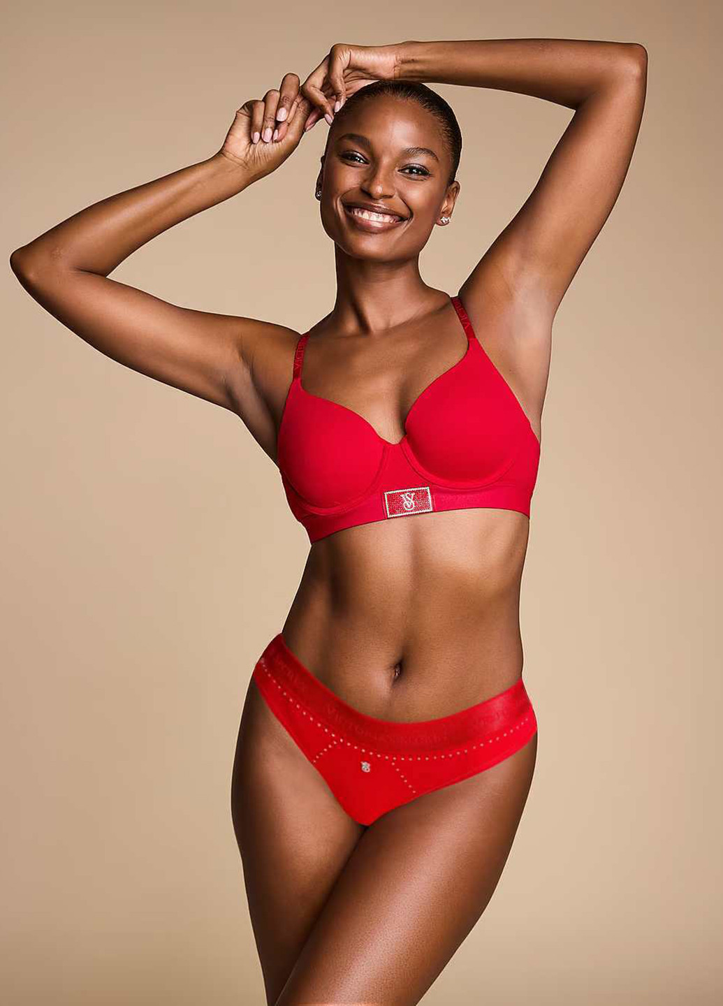 Красный демисезонный комплект (бюстгальтер, трусики) Victoria's Secret