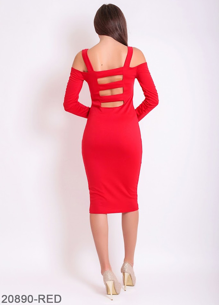 Червона кежуал класичне жіноче плаття з відкритою спиною miley червоний Podium однотонна