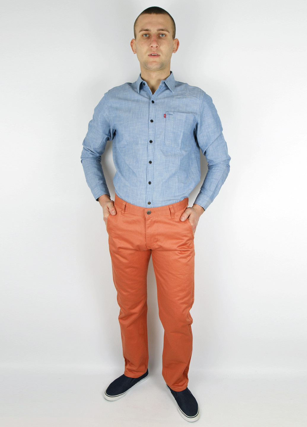 Оранжевые кэжуал демисезонные со средней талией брюки Dockers