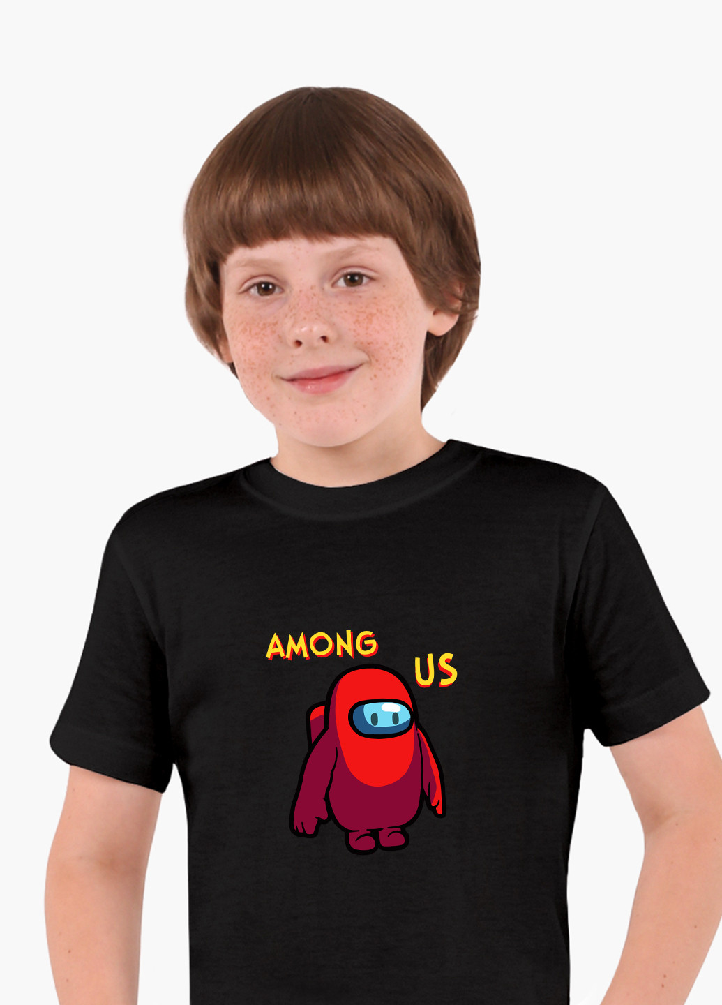 Черная демисезонная футболка детская амонг ас красный (among us red)(9224-2411) MobiPrint