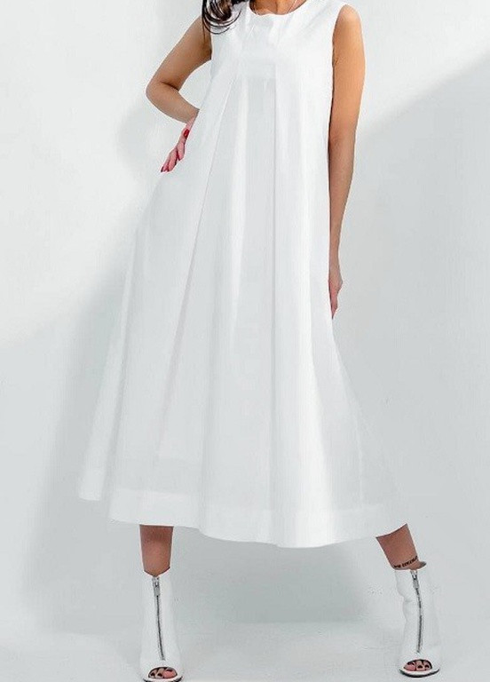 Білий пляжна сукня сорочка, а-силует YaStyl однотонна