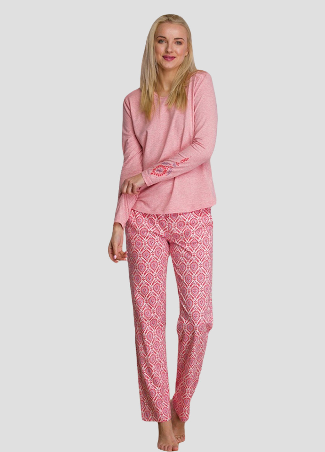 Розовая всесезон пижама (лонгслив, брюки) лонгслив + брюки Key