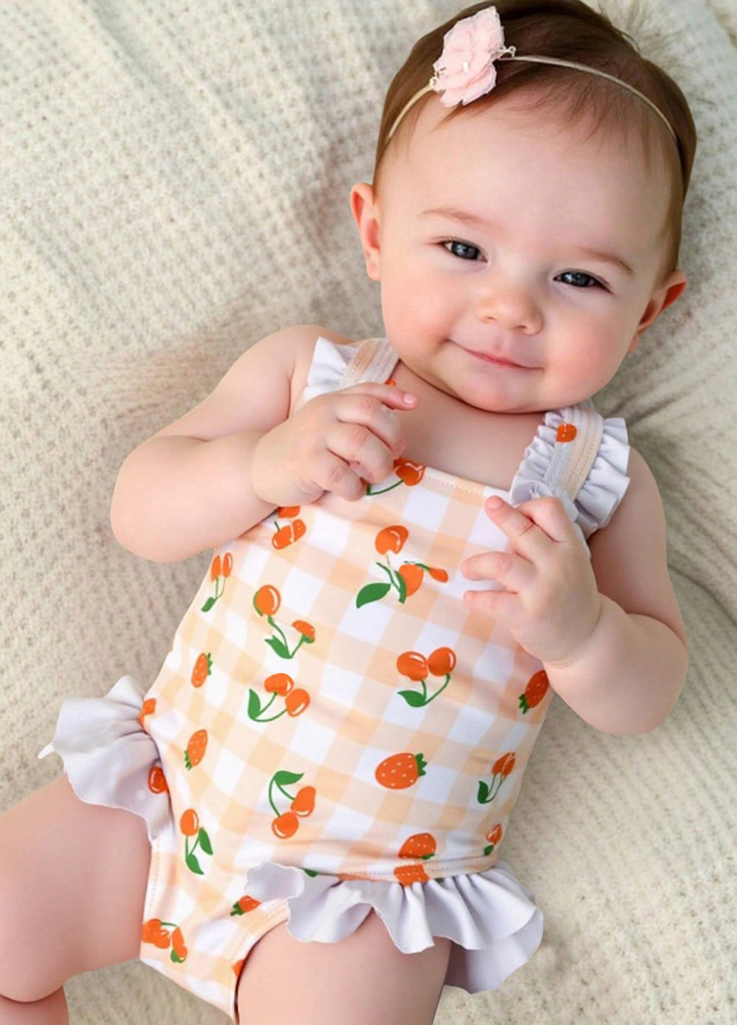 Оранжевый летний купальник слитный, майо SHEIN