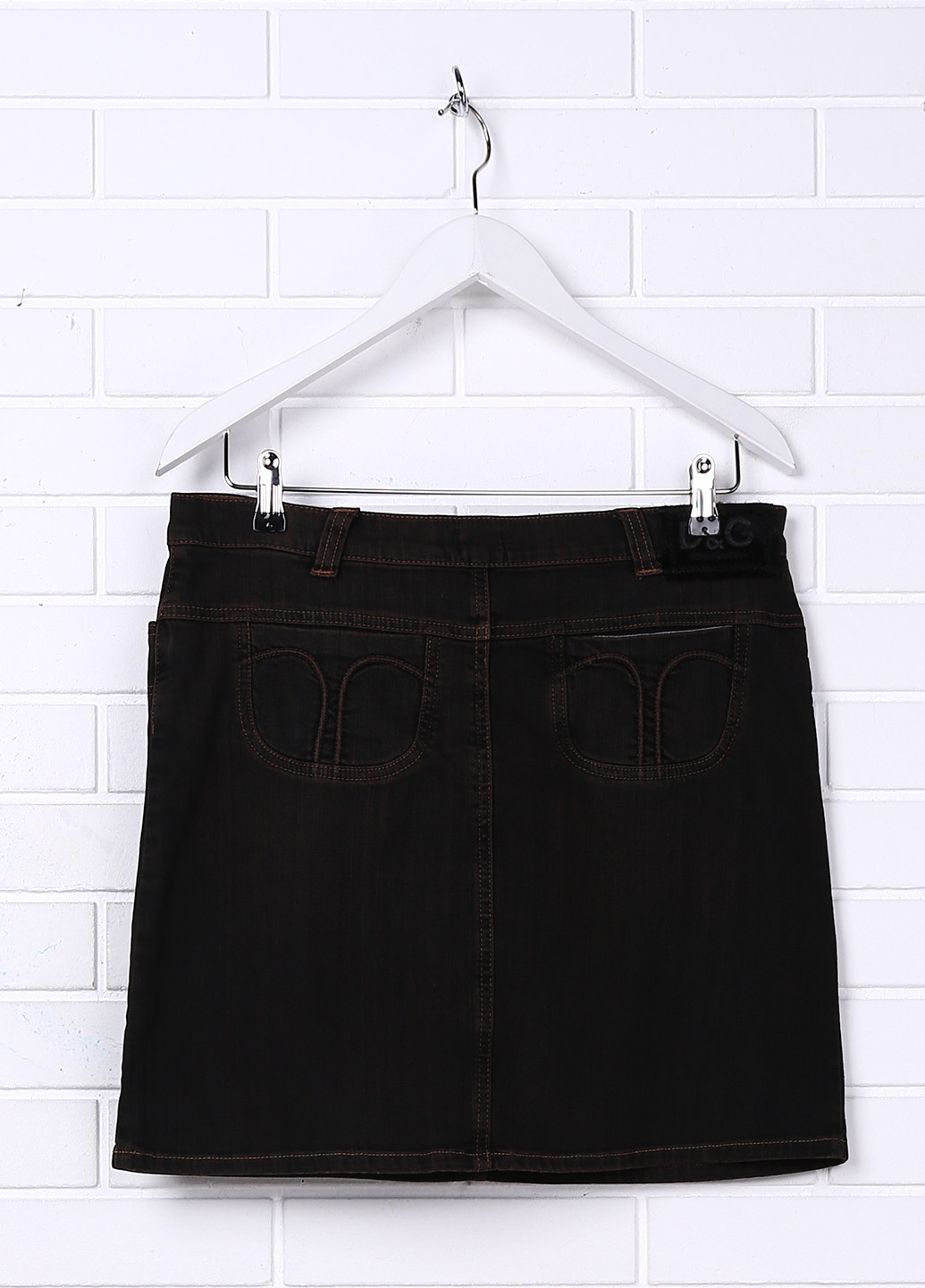 Темно-коричневая джинсовая однотонная юбка D&G миди