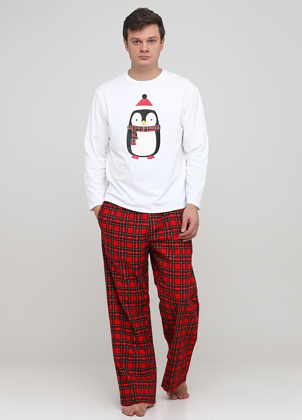 Пижама (лонгслив, брюки) Signature лонгслив + брюки рисунок красная домашняя трикотаж, хлопок