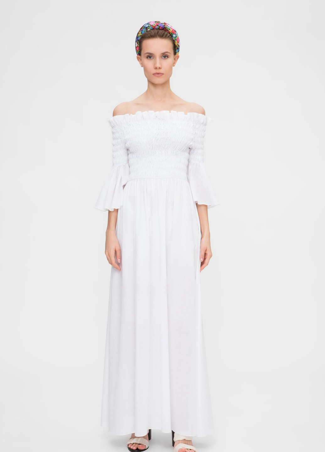 Белое кэжуал платье Dafna May однотонное