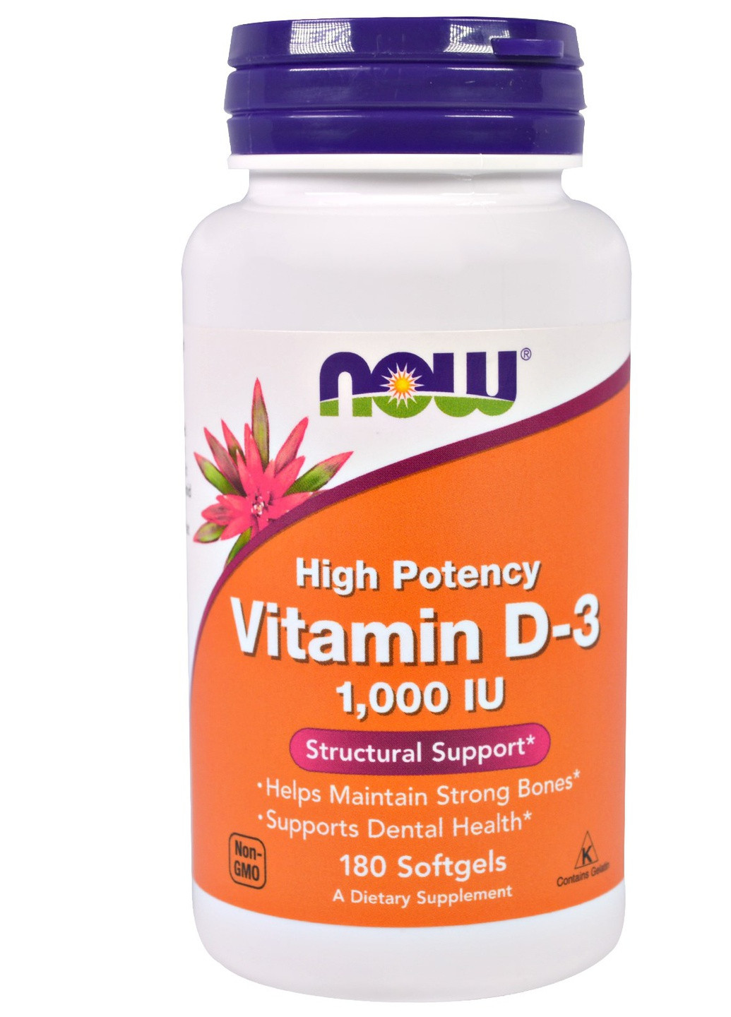 Витамин D-3 1000IU,, 180 желатиновых капсул Now Foods (228292948)