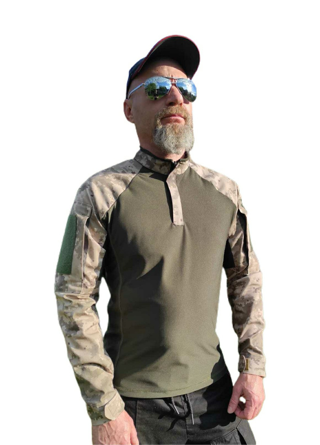 Військова тактична сорочка убакс No Brand з довгим рукавом камуфляжний хакі спортивний