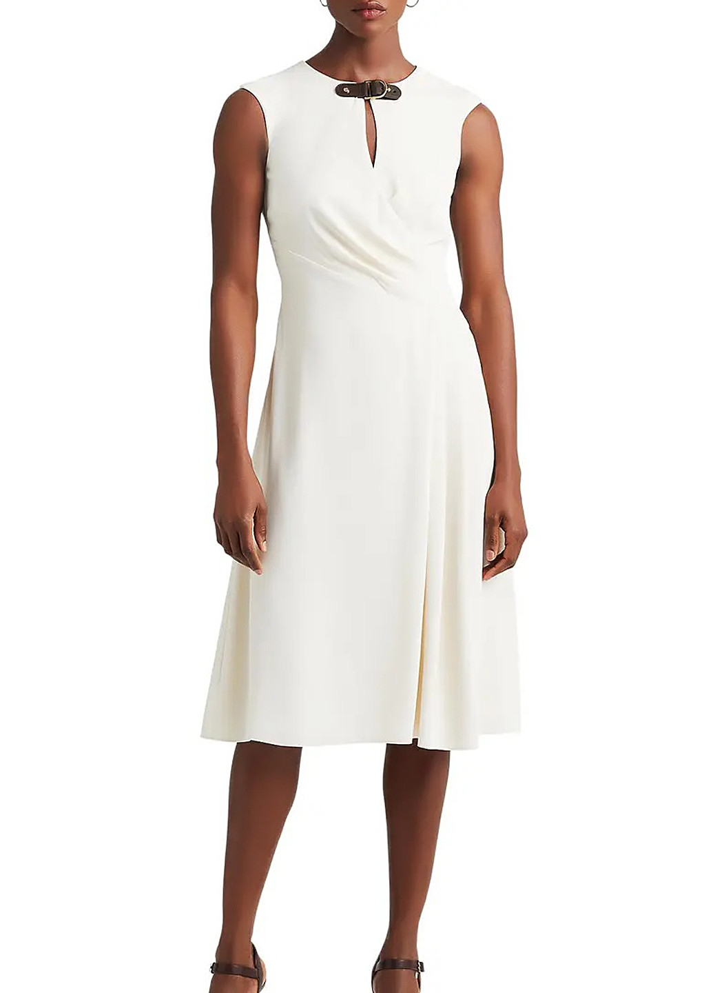 Молочна ділова, кежуал сукня кльош Ralph Lauren однотонна