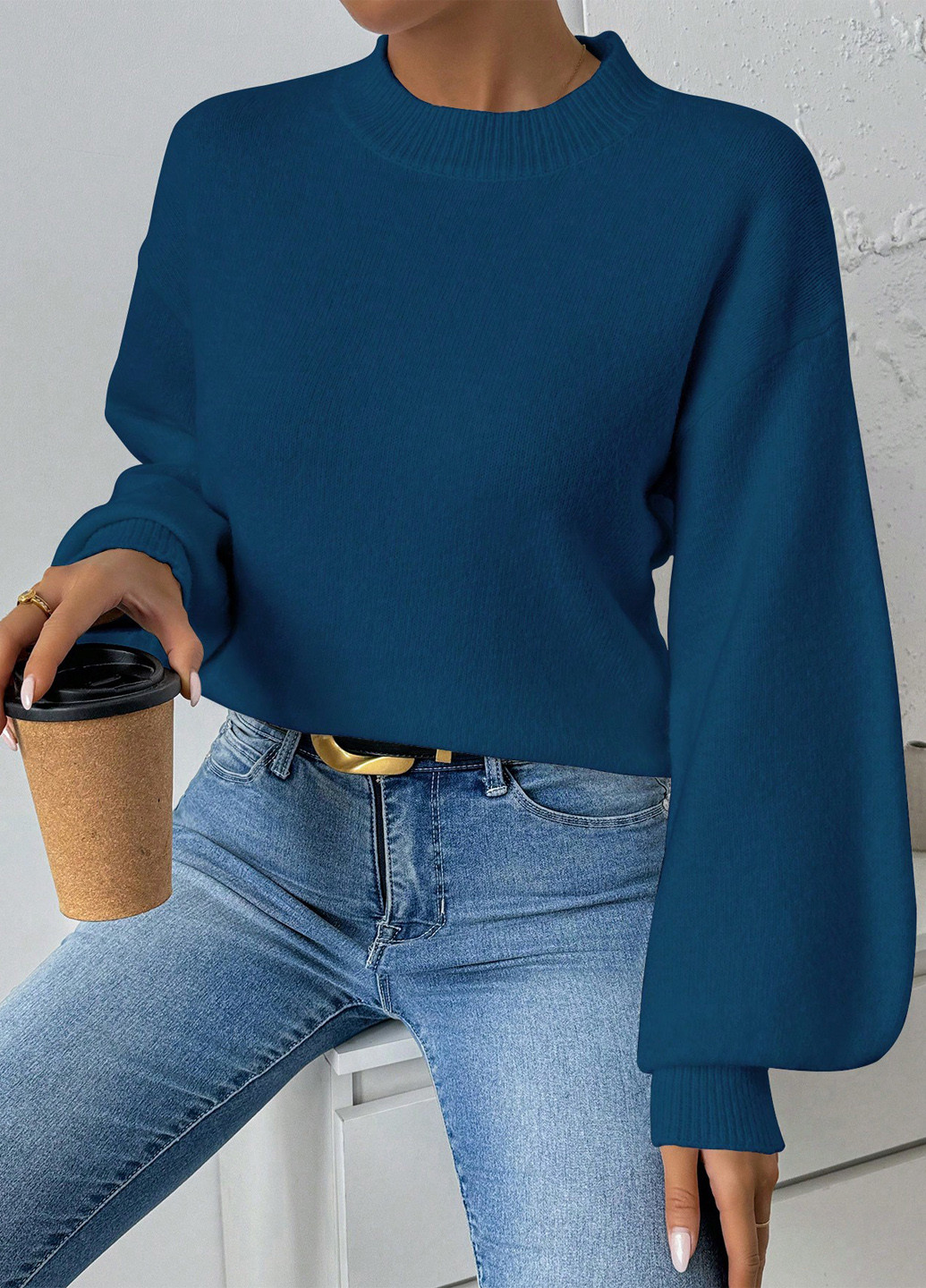 Темно-синий демисезонный свитер SHEIN