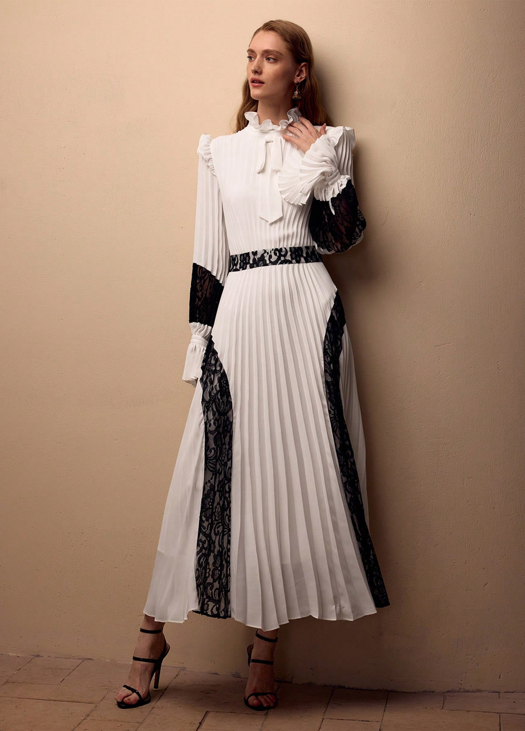 Чорно-білий вечірня сукня з спідницею-сонце, плісована SHEIN колор блок