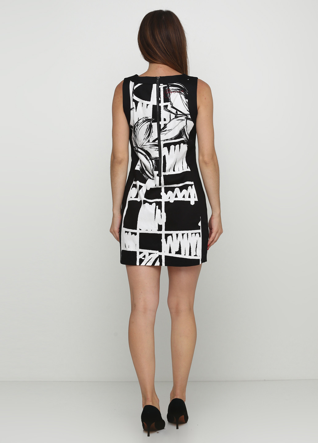 Черно-белое кэжуал платье футляр Desigual с абстрактным узором