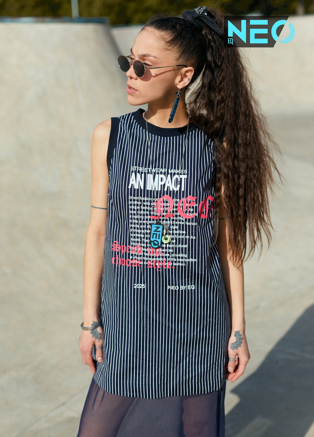 Індиго кежуал сукня сукня-майка EQUILIBRI з написами