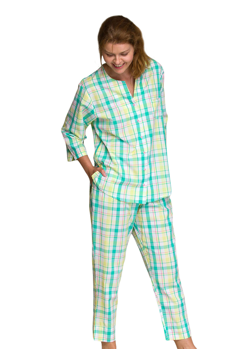 Бирюзовая всесезон пижама (рубашка, брюки) рубашка + брюки Key