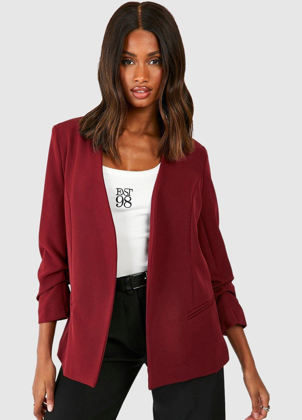 Вишневый женский жакет Boohoo однотонный - демисезонный