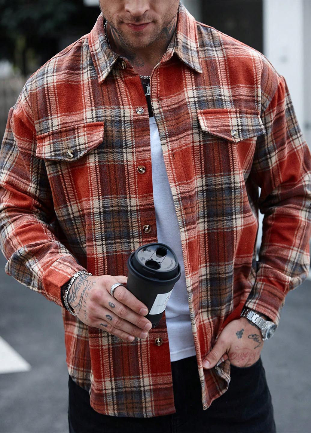 Красная кэжуал рубашка в клетку SHEIN