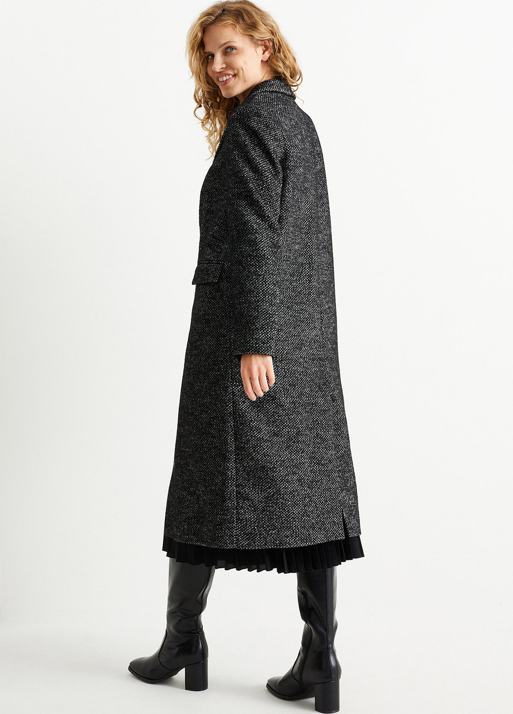 Черное демисезонное Пальто однобортное C&A